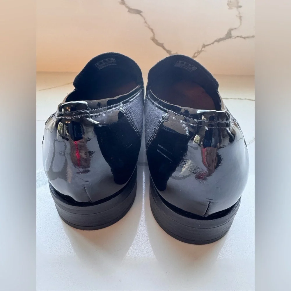 Clarks Collection Carly Dream Plaid Loafers - Black Patent Accents - Size 9